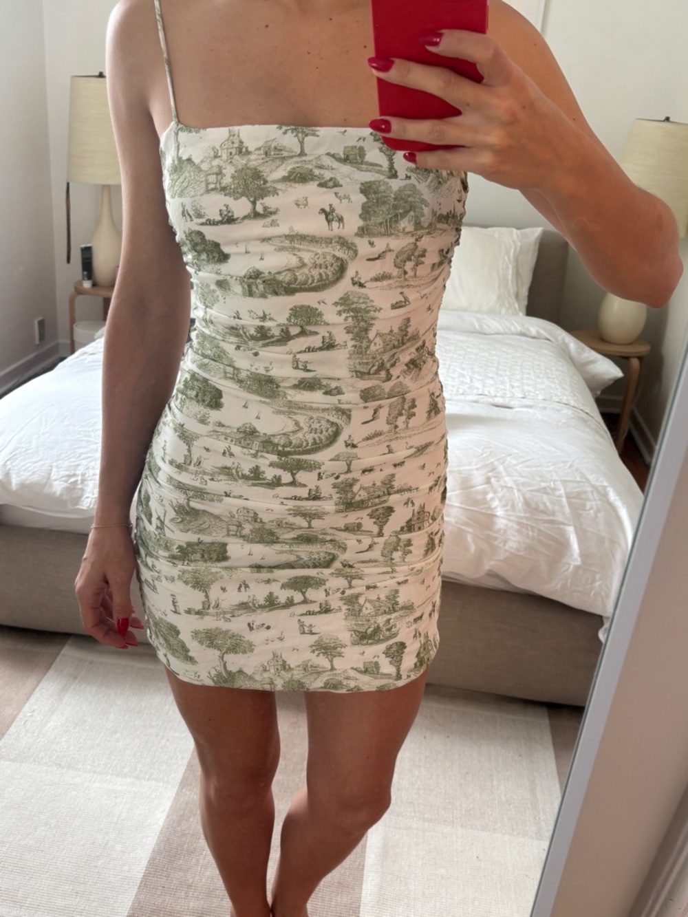 WeWoreWhat Green Toile Mini Slip Dress